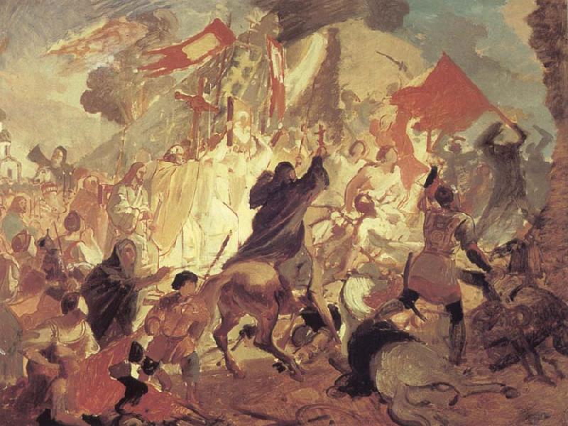 Karl Briullov The Siege of Pskov by the troops of stephen batory,King of Poland oil painting image